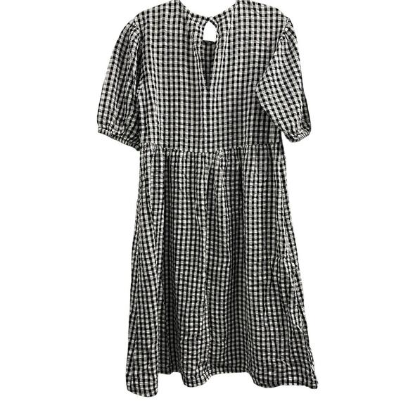 MONKI Gingham black and white Loose Fit Smock Midi Dress, size Small - Picture 4 of 5